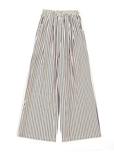 Split-Joint Striped High Waisted Loose Trousers Pants