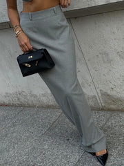 No Belt Solid Color Split-Back Split-Joint Zipper High Waisted Loose Skirts Bottoms