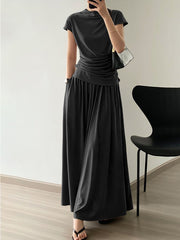 High Waisted Loose Solid Color Long Skirts Skirts Bottoms