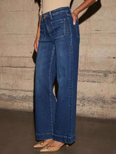 Belt Buckle Split-Joint High Waisted Wide Leg Jean Pants Bottoms