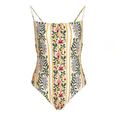 Fashion Floral One Piece Swimsuit Beach Dress Women's Swimwear 2024 Trend String Strap Sexy Bikini Women Swimwear High Waist