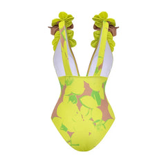 2024 trend Woman Deep V Lemon Printed Swimsuit set two-piece Swimwear Women luxury Beachwear Bathing Suit beach dress wholesale
