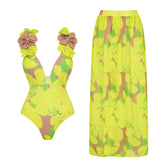 2024 trend Woman Deep V Lemon Printed Swimsuit set two-piece Swimwear Women luxury Beachwear Bathing Suit beach dress wholesale