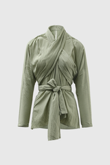 Afrim Ruch Cross Lace Up Shirt Mini Dress