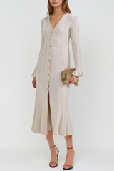 Agapito Ruffle V Neck Knit Maxi Dress