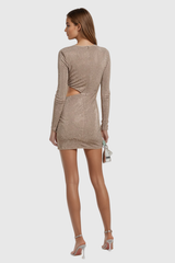 Agaton Rhinestone Cutout Ruch Mini Dress