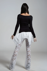 Ahmoua Lace Deconstruct Long Sleeve Top