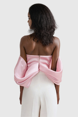Ainslie Bow Cross Off Shoulder Satin Top