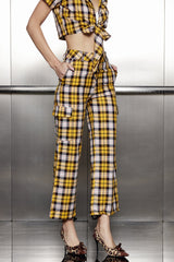 Ajda Grid Lace Up Pants