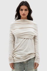 Akim Ruch Long Sleeve Knit Top In White