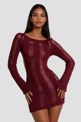 Akinobu Torn Cutout Backless Top In Red