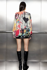 Alev Graffiti Torn Knit Jacket