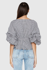 Alexi Grid Off Shoulder Lace Up Top