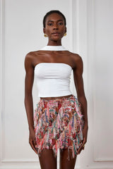 Alianna Fringe Stripe Mini Skirt
