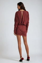 Almanzo Plunge Flower Cross Mini Dress