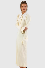 Almis Lapel Feather Knit Maxi Dress