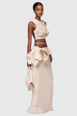 Alohi Fringe Ruffle Lace Up Skirt