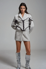 Alonsa Corset Lace Up Blazer In White