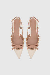 Alpha Studded Bow Flats In Apricot