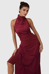 Alun Lace Up Halter Neck Backless Ruch Top