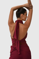 Alun Lace Up Halter Neck Backless Ruch Top