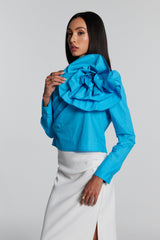 Ashlyn Flower One Shoulder Ruch Shirt