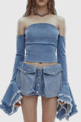 Ava Denim Off Shoulder Bodycon Top