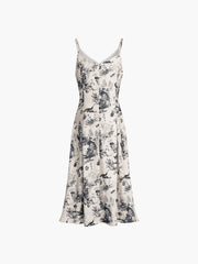 Ink Printed Pleated Cami Dress