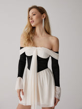 Frenchy Contrast Off-Shoulder Short Dress