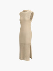 Eyelet Sleeveless Sweater Midi Dress