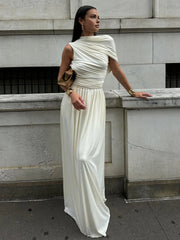 Zara Asymmetry Pleat Sleeveless Long Dress