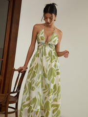 Halter Backless Cutout Long Dress