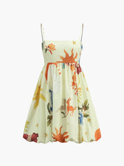 Vintage Print Balloon Dress