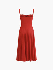 A-Line Tie Front Split Long Dress