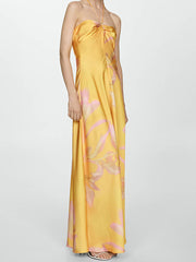 Halter Backless Printed Long Dress