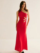 One Shoulder Cutout Textured Dress