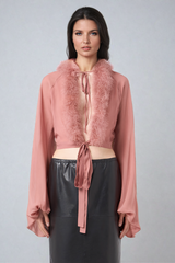 Balder Faux Fur Deconstruct Lace Up Top