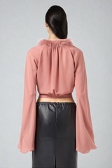 Balder Faux Fur Deconstruct Lace Up Top