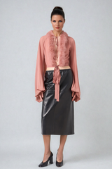 Balder Faux Fur Deconstruct Lace Up Top