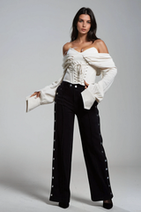 Ballad Off Shoulder Lace Up Corset Top