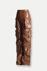 Charlotte Pockets Embellished Cargo Pants In Brown