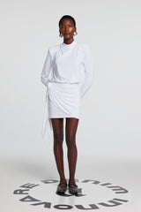 Celeste Shoulder Pad Flower Ruched Dress