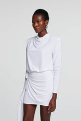 Celeste Shoulder Pad Flower Ruched Dress