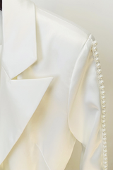 Danna Flower Hollow Pearl Embellished Blazer