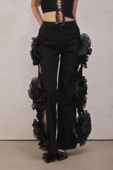 Dior Flower Hollow Jeans In Black