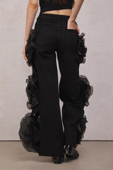 Dior Flower Hollow Jeans In Black