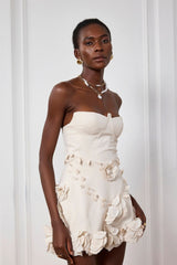 Eleanora Corset Flower Off Shoulder Mini Dress