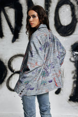 Elijah Grid Graffiti Plunge Blazer