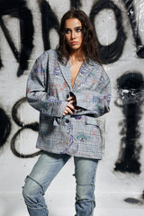 Elijah Grid Graffiti Plunge Blazer