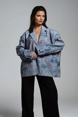 Elijah Grid Graffiti Plunge Blazer